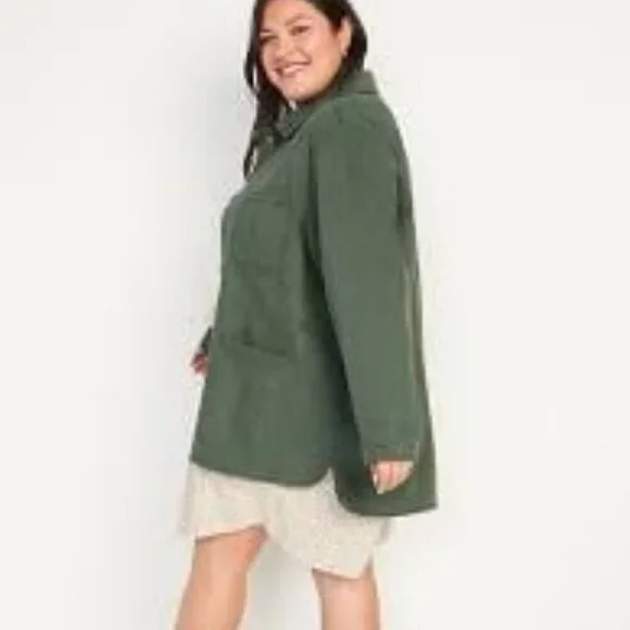 OLD NAVY Relaxed-fit Workwear Utility Jacket Shacket Forest Shade M - Picture 2 of 7